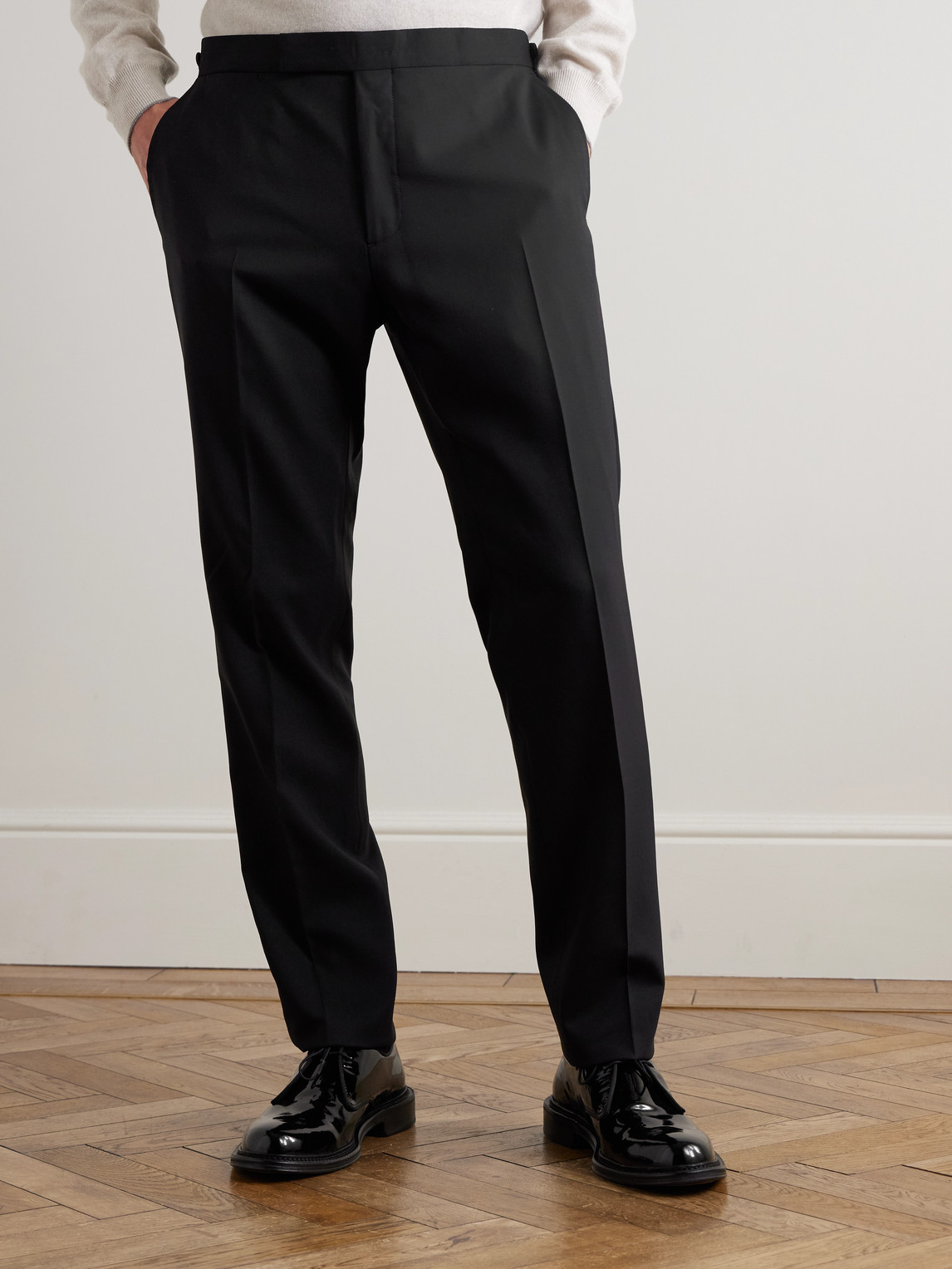 Mr P. - Slim-Fit Twill-Trimmed Wool Tuxedo Trousers