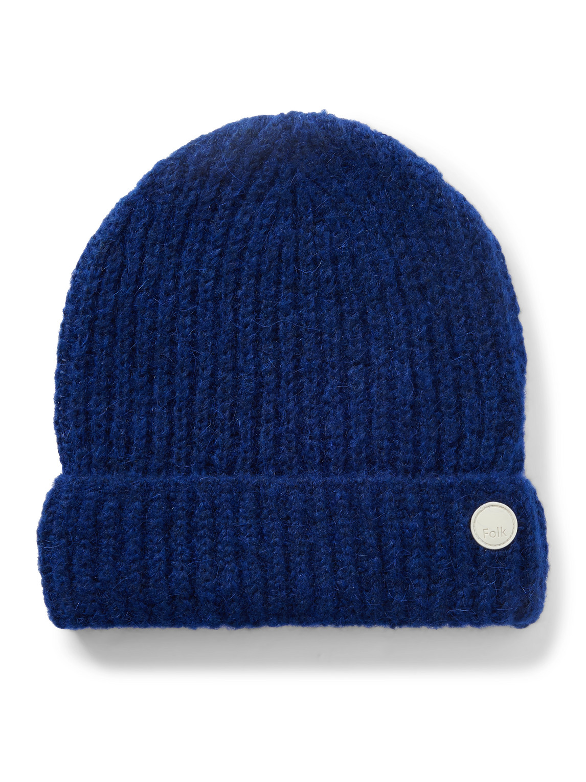 Folk Ribbed-knit Beanie In Blue
