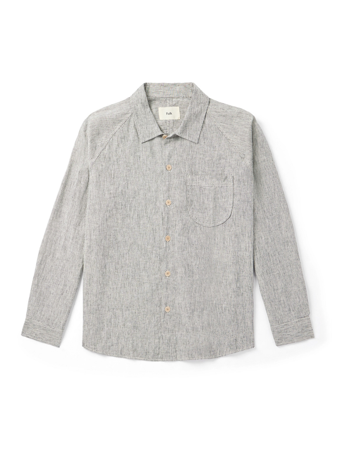 Folk Striped Linen And Cotton-blend Shirt In Gray