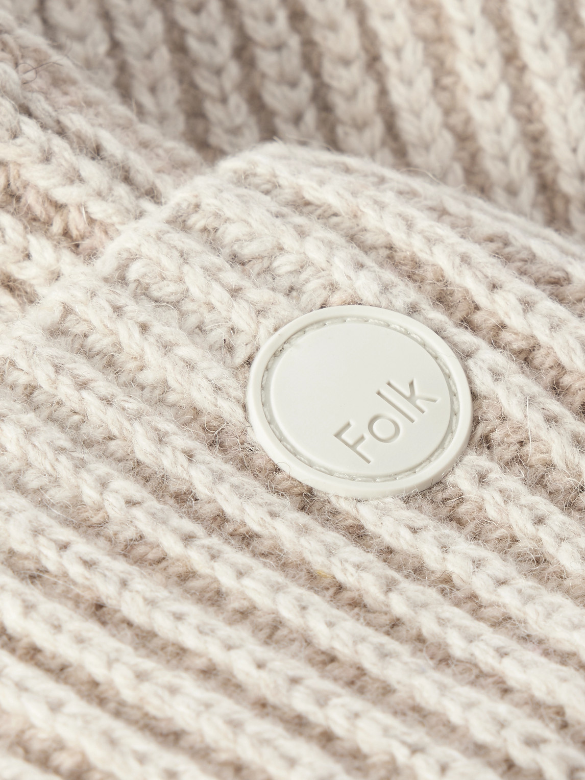 Folk Ribbed Wool-blend Beanie In Neutral