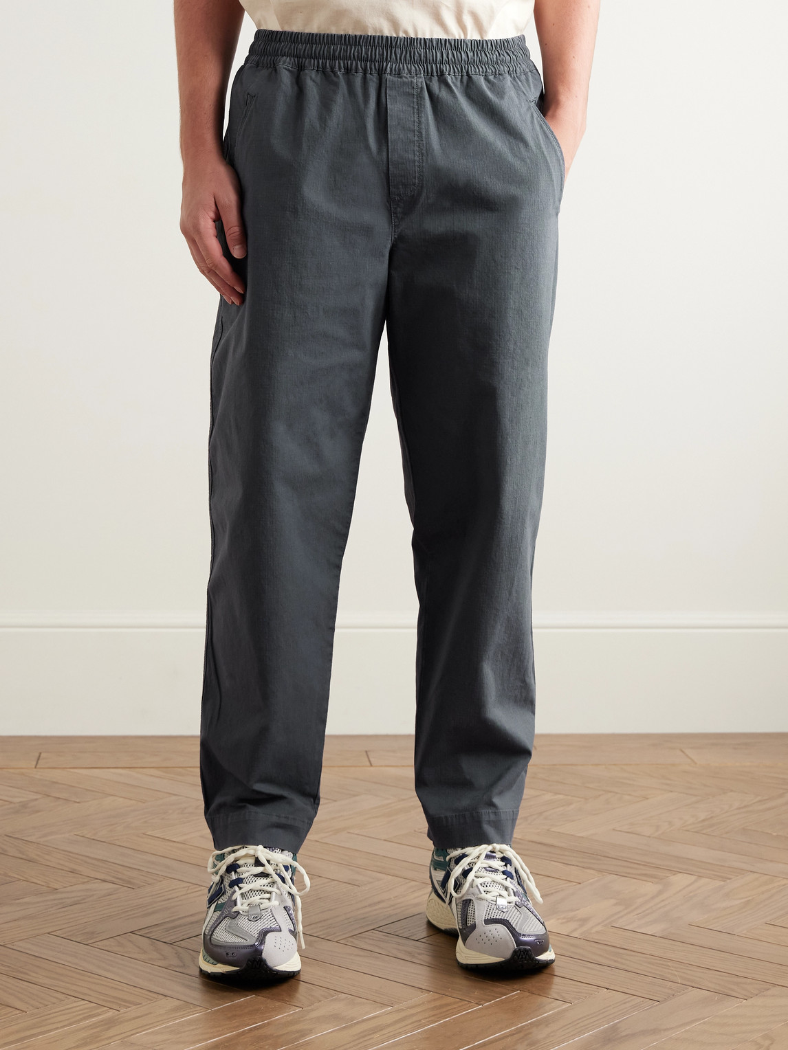 Folk Assembly Tapered Cotton-blend Ripstop Trousers In Gray