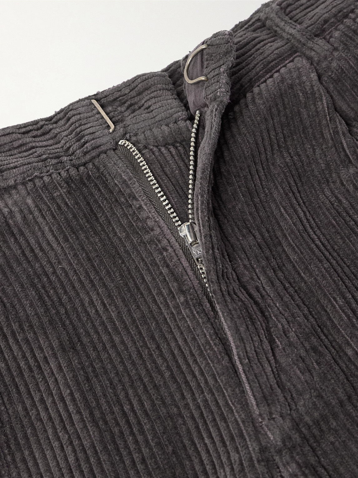 Folk Signal Straight-leg Pleated Cotton-corduory Trousers In Gray