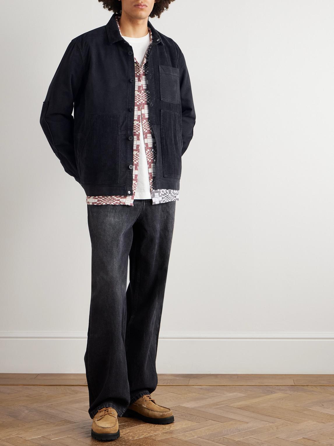 Folk Cotton-corduroy Jacket In Black