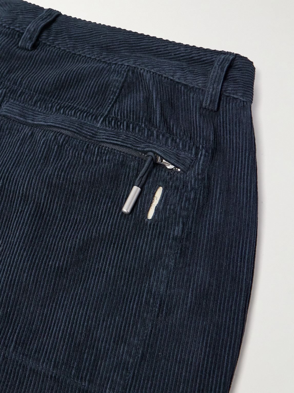 Folk Signal Straight-leg Pleated Cotton-corduroy Trousers In Blue