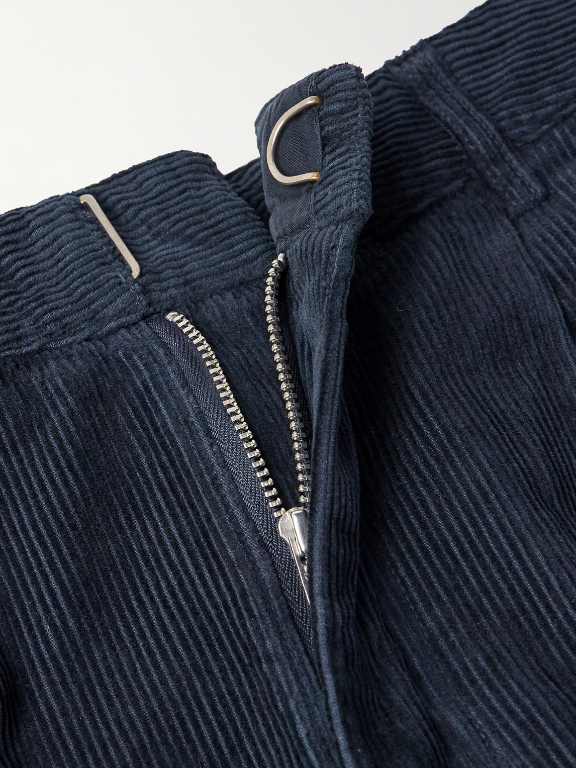 Folk Signal Straight-leg Pleated Cotton-corduroy Trousers In Blue