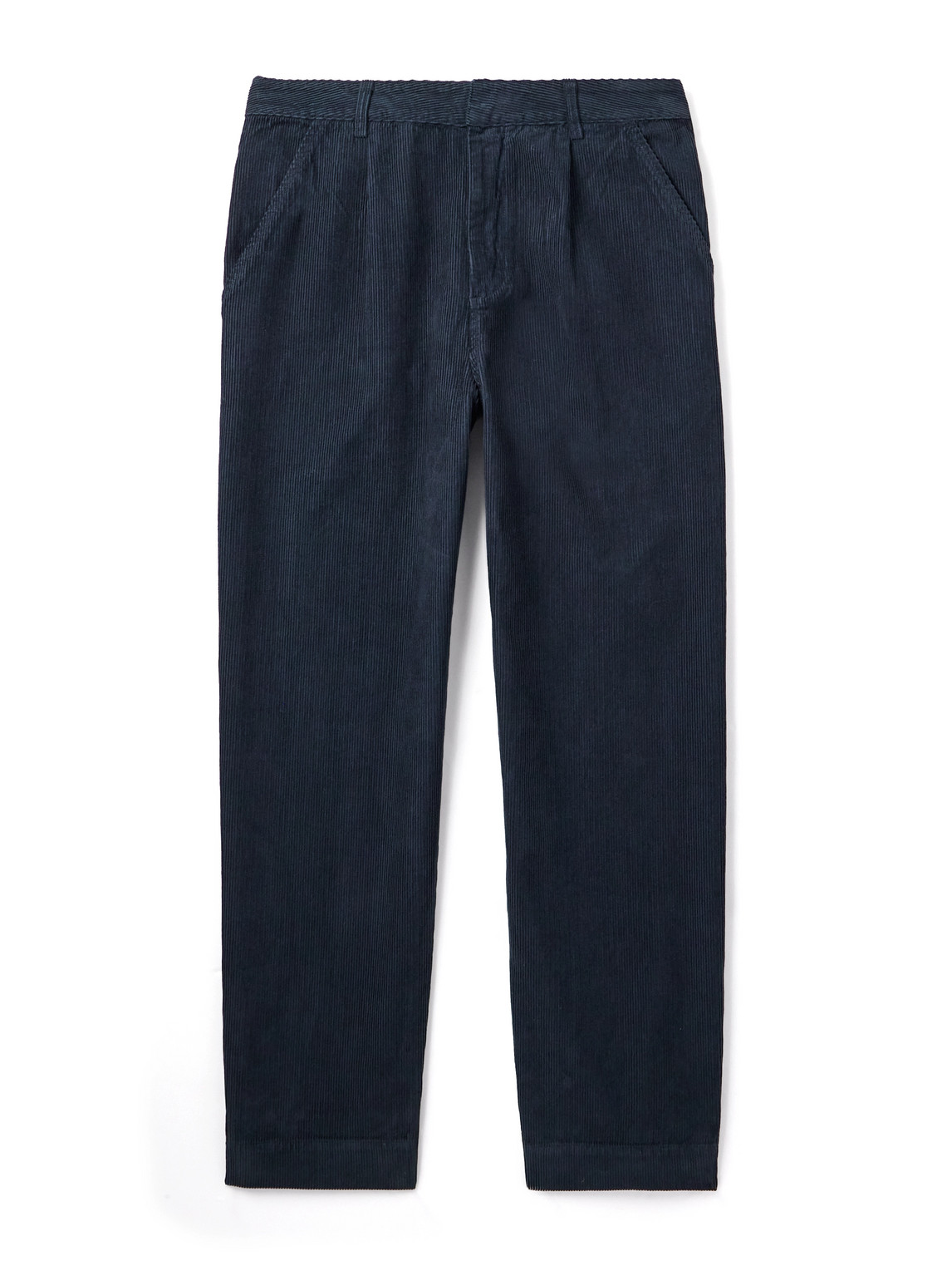 Folk Signal Straight-leg Pleated Cotton-corduroy Trousers In Blue