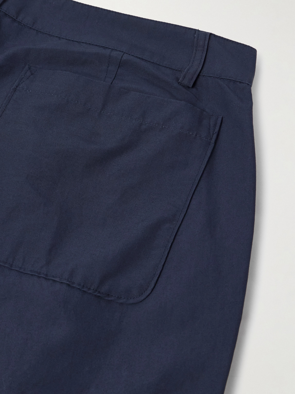 Folk Wide-leg Pleated Cotton And Linen-blend Trousers In Blue
