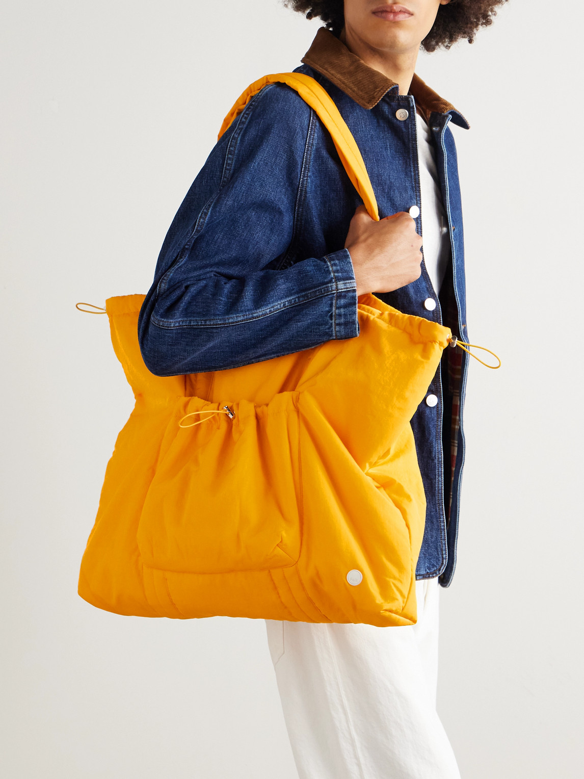 Folk Wadded Logo-appliquéd Shell Tote Bag In Yellow