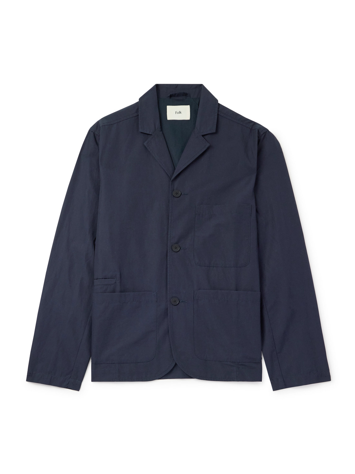 Folk Cotton And Linen-blend Poplin Blazer In Blue