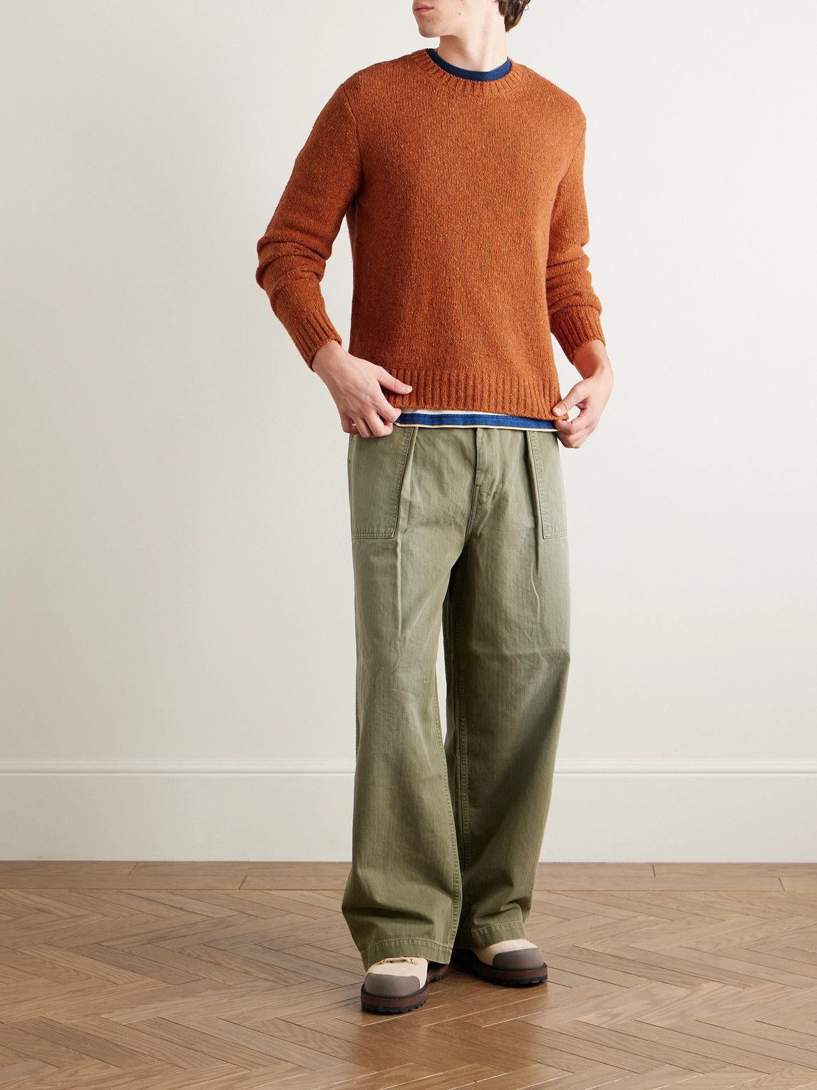 Folk Wool-blend Sweater In Orange