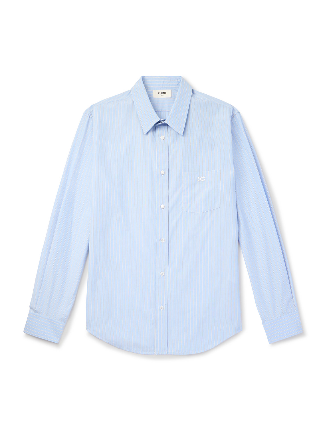 Celine Pinstriped Cotton-poplin Shirt In Blue