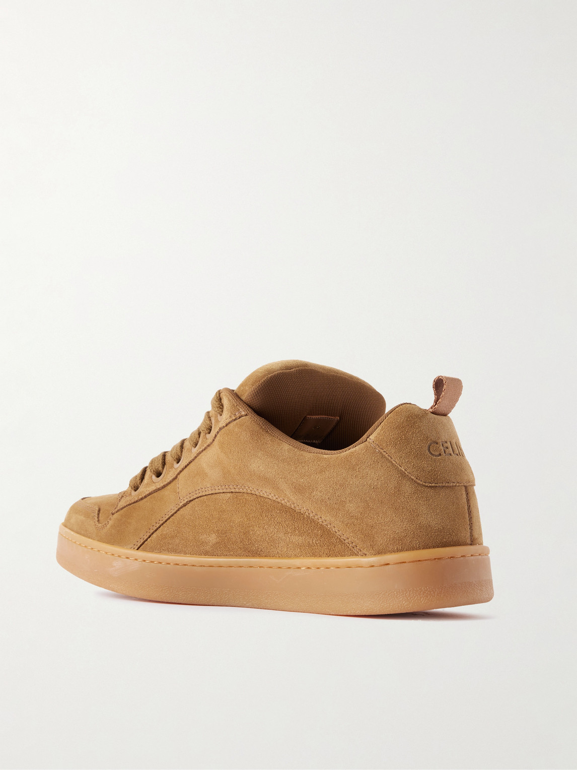 Celine Huntington Suede And Mesh Sneakers In Brown
