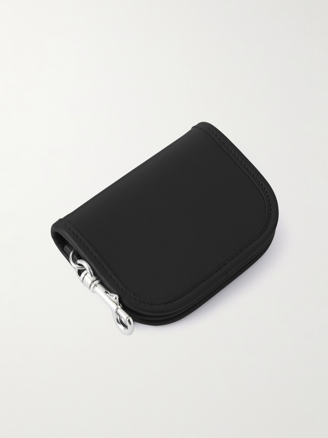 Celine Nano Logo-embellished Leather And Silver-tone Keyring Wallet In Black