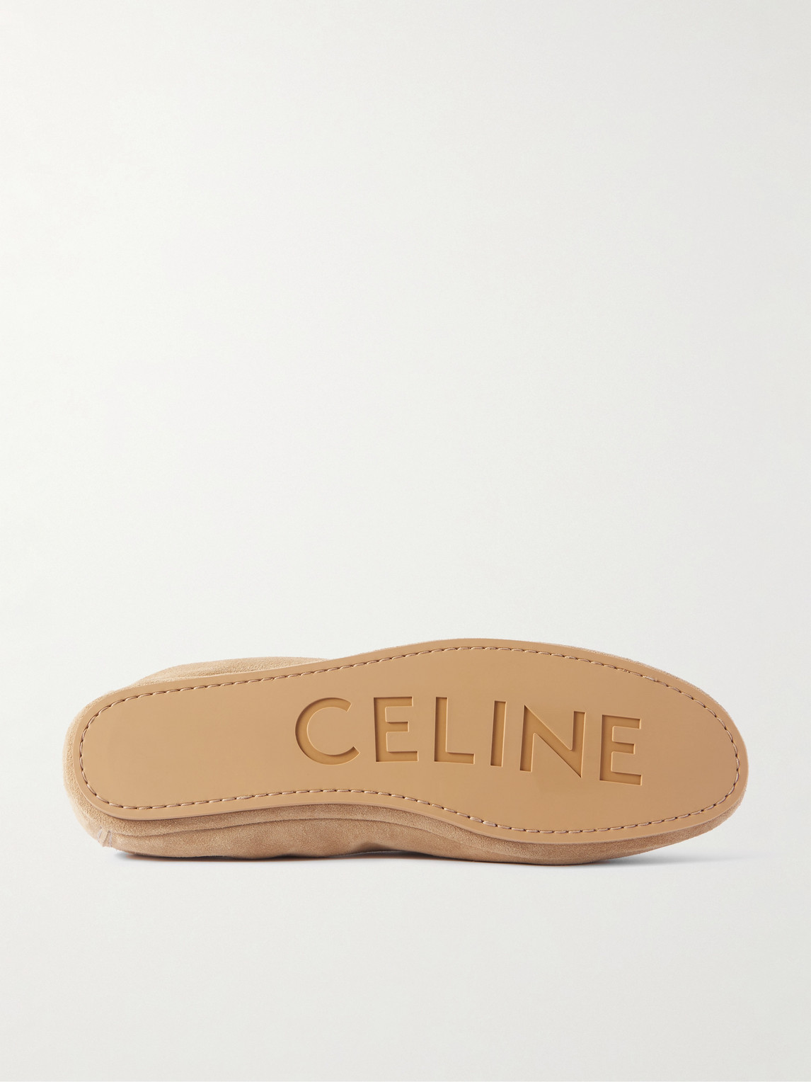 Celine Logo-appliquéd Suede Loafers In Neutral