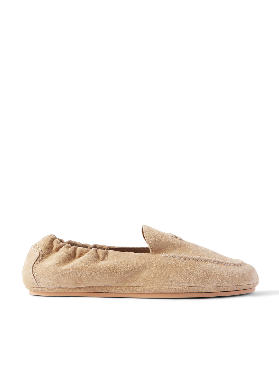 Celine Logo-appliquéd Suede Loafers In Neutral