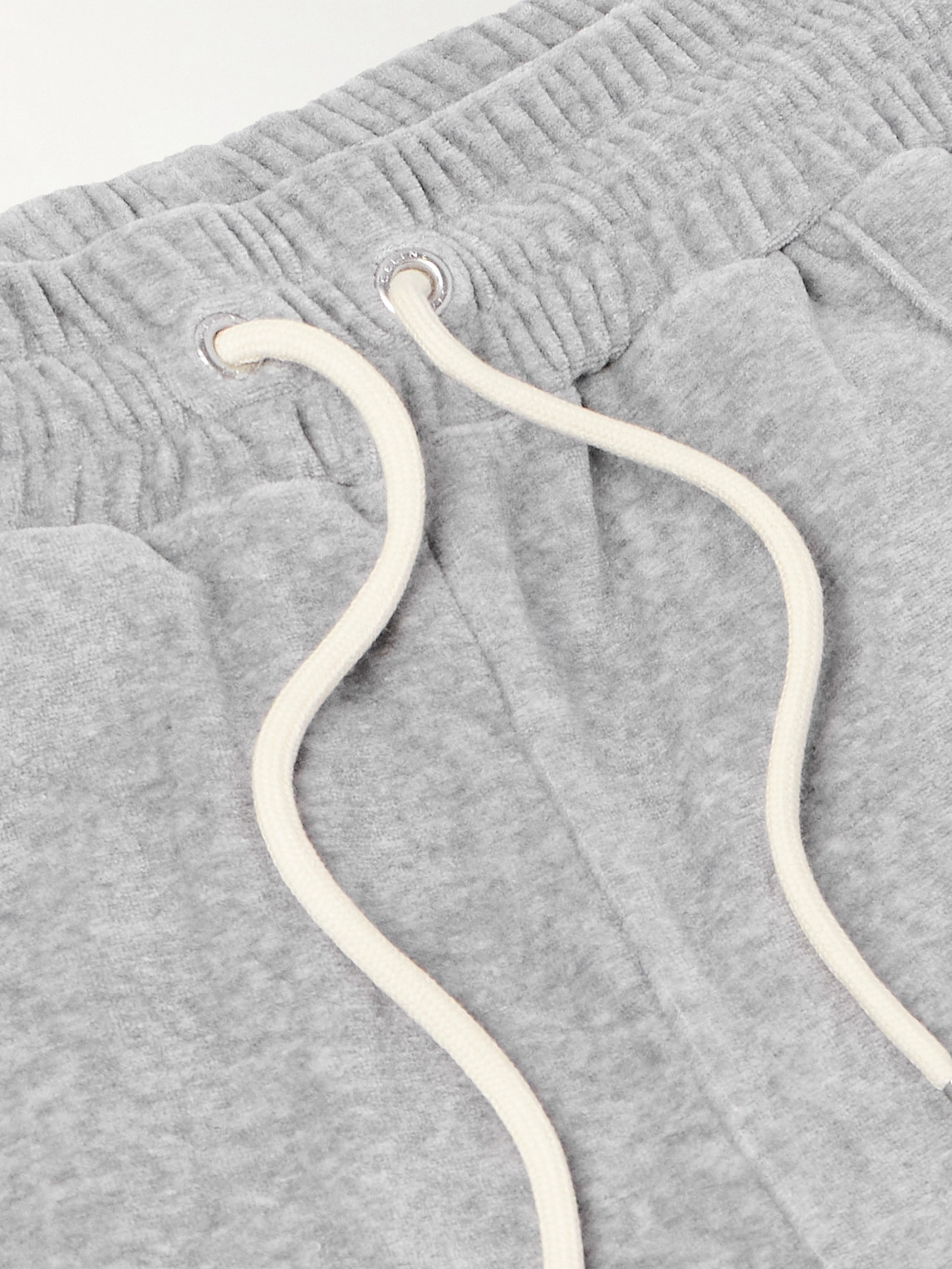 Celine Straight-leg Webbing-trimmed Logo-embroidered Cotton-blend Velour Track Pants In Gray