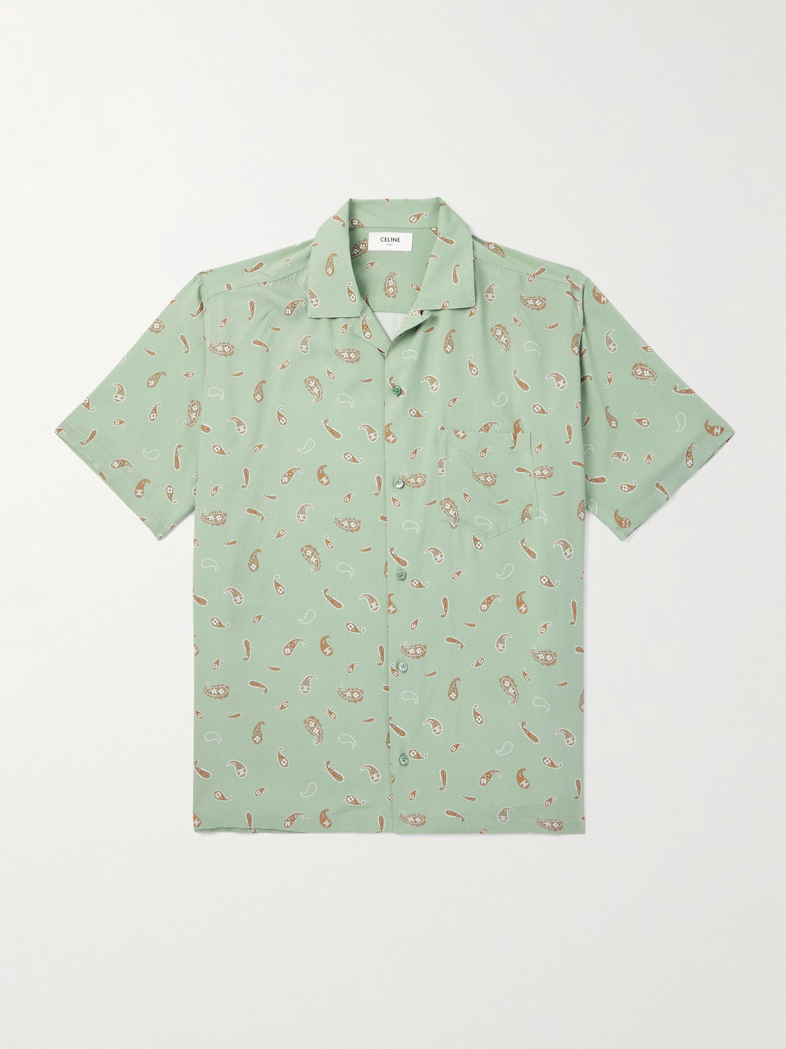 Convertible-Collar Paisley-Print Voile Shirt