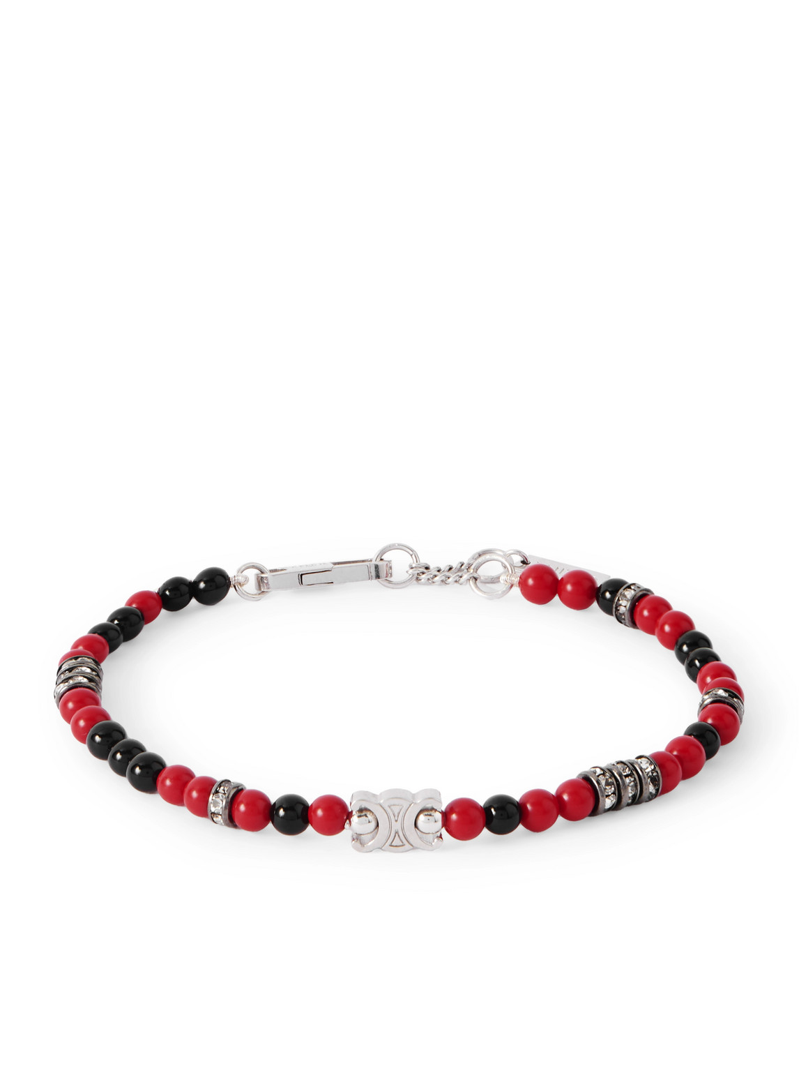 Celine Silver-tone, Resin, Onyx And Strass Crystal Bracelet In Multi