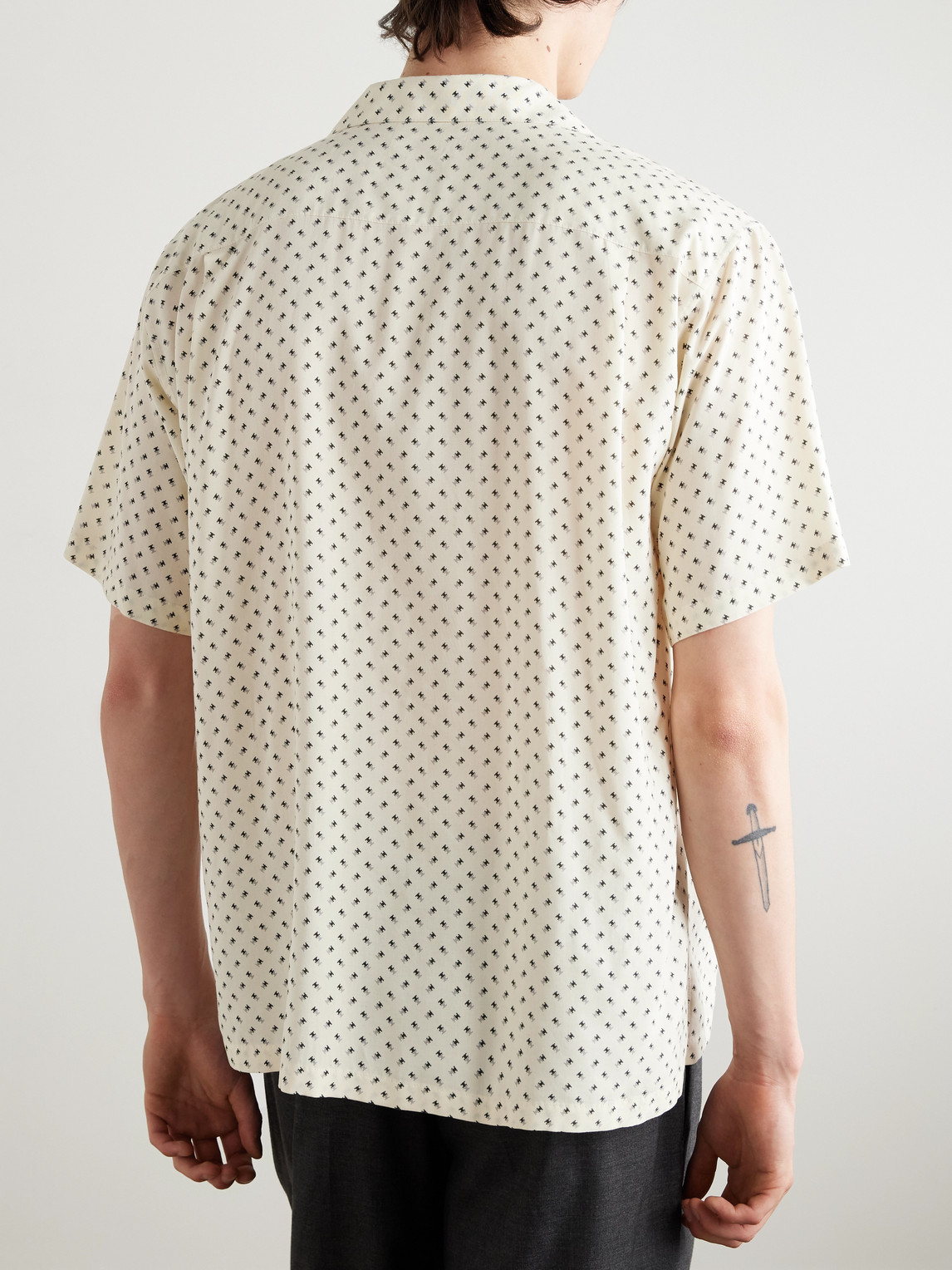 Celine Camp-collar Logo-print Voile Shirt In Neutral