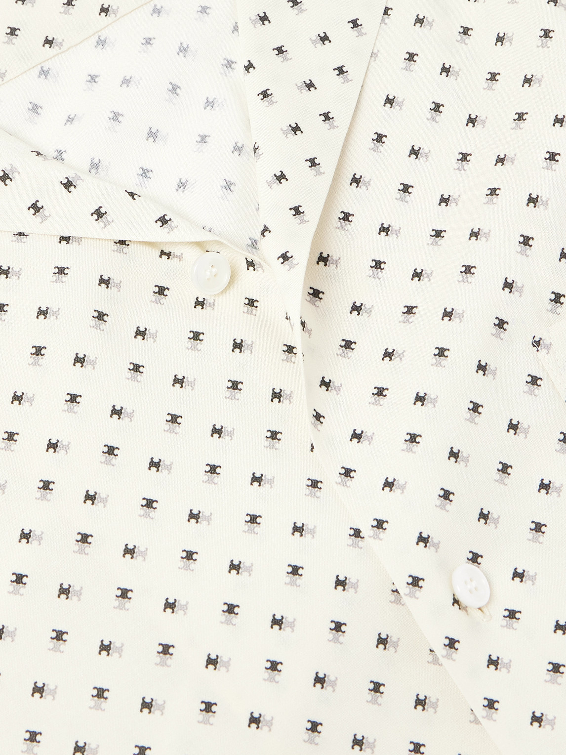 Celine Camp-collar Logo-print Voile Shirt In Neutral