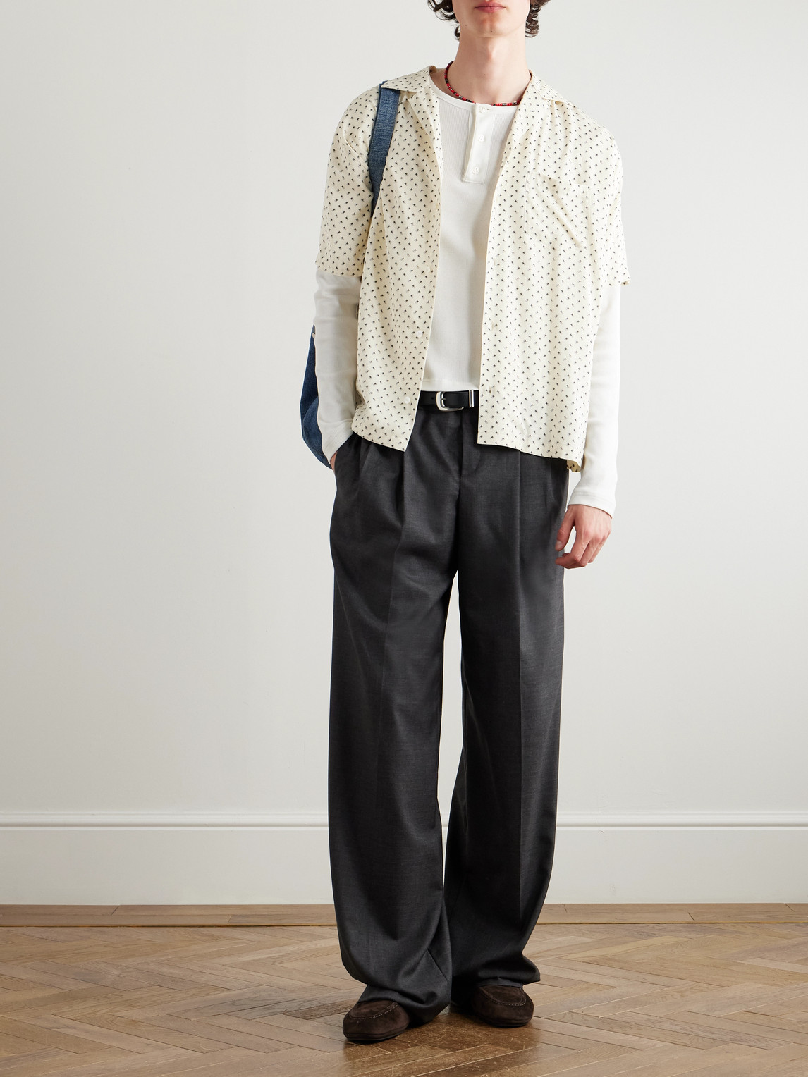 Celine Camp-collar Logo-print Voile Shirt In Neutral