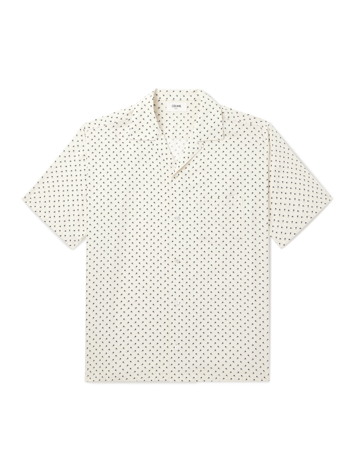 Celine Camp-collar Logo-print Voile Shirt In Neutral