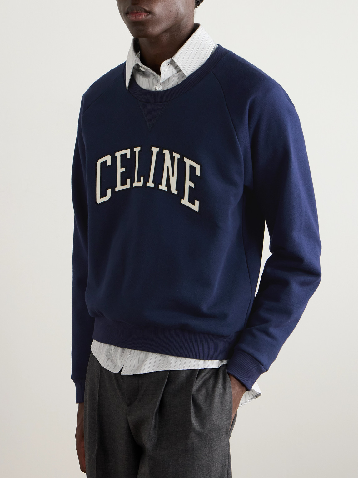 Celine Regular Sweatshirt In Brushed Cotton Fabric In Blue