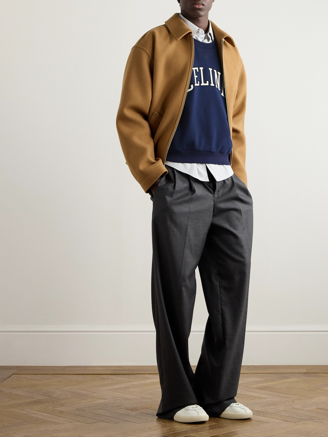 Celine Regular Sweatshirt In Brushed Cotton Fabric In Blue