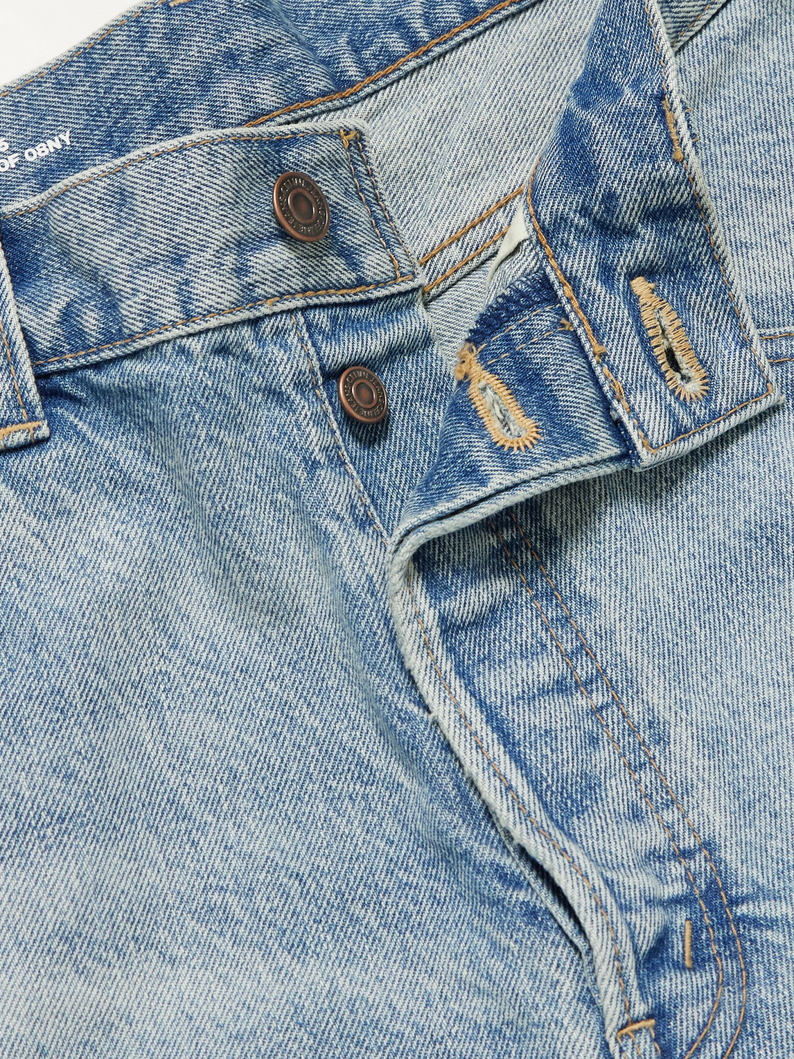 Celine Straight-leg Frayed Denim Bermuda Shorts In Blue