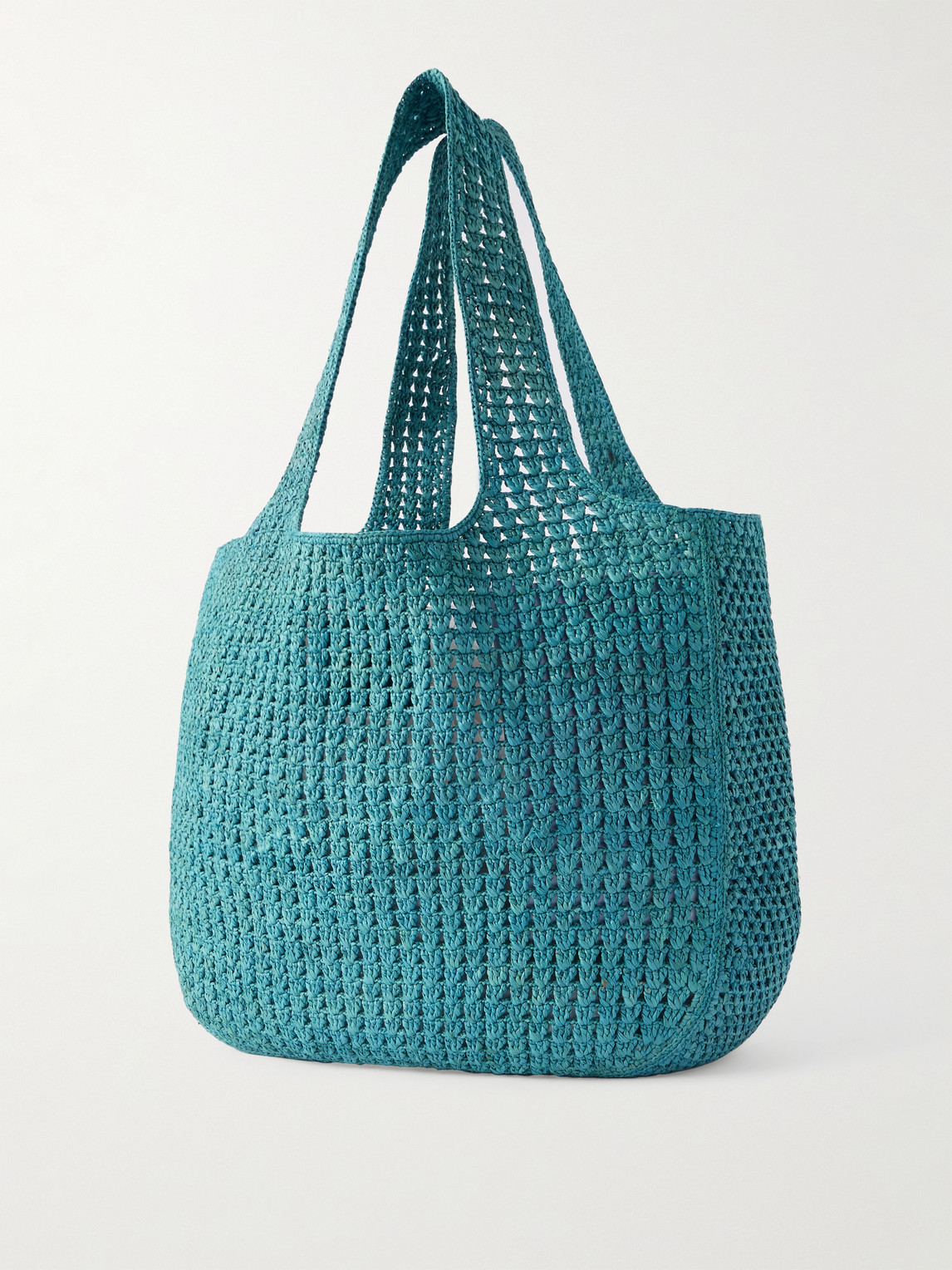 Celine Logo-appliquéd Raffia Tote Bag In Blue