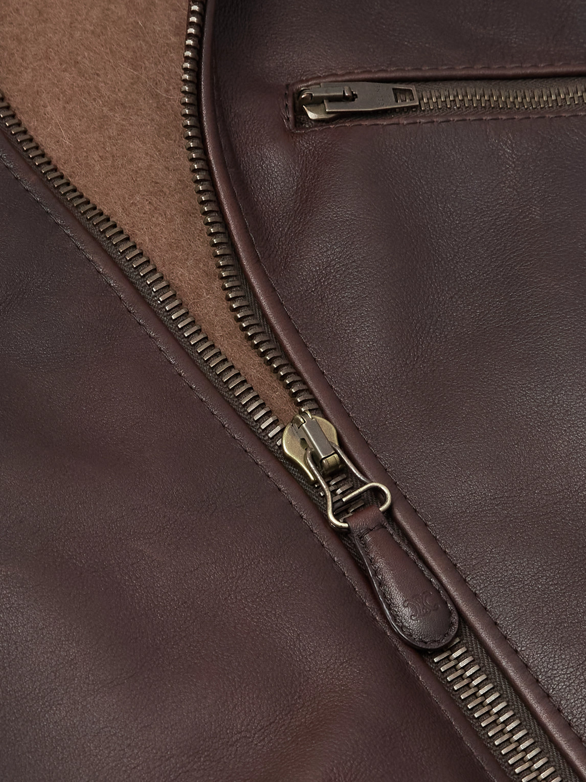 Celine Leather Bomber Jacket In Brown