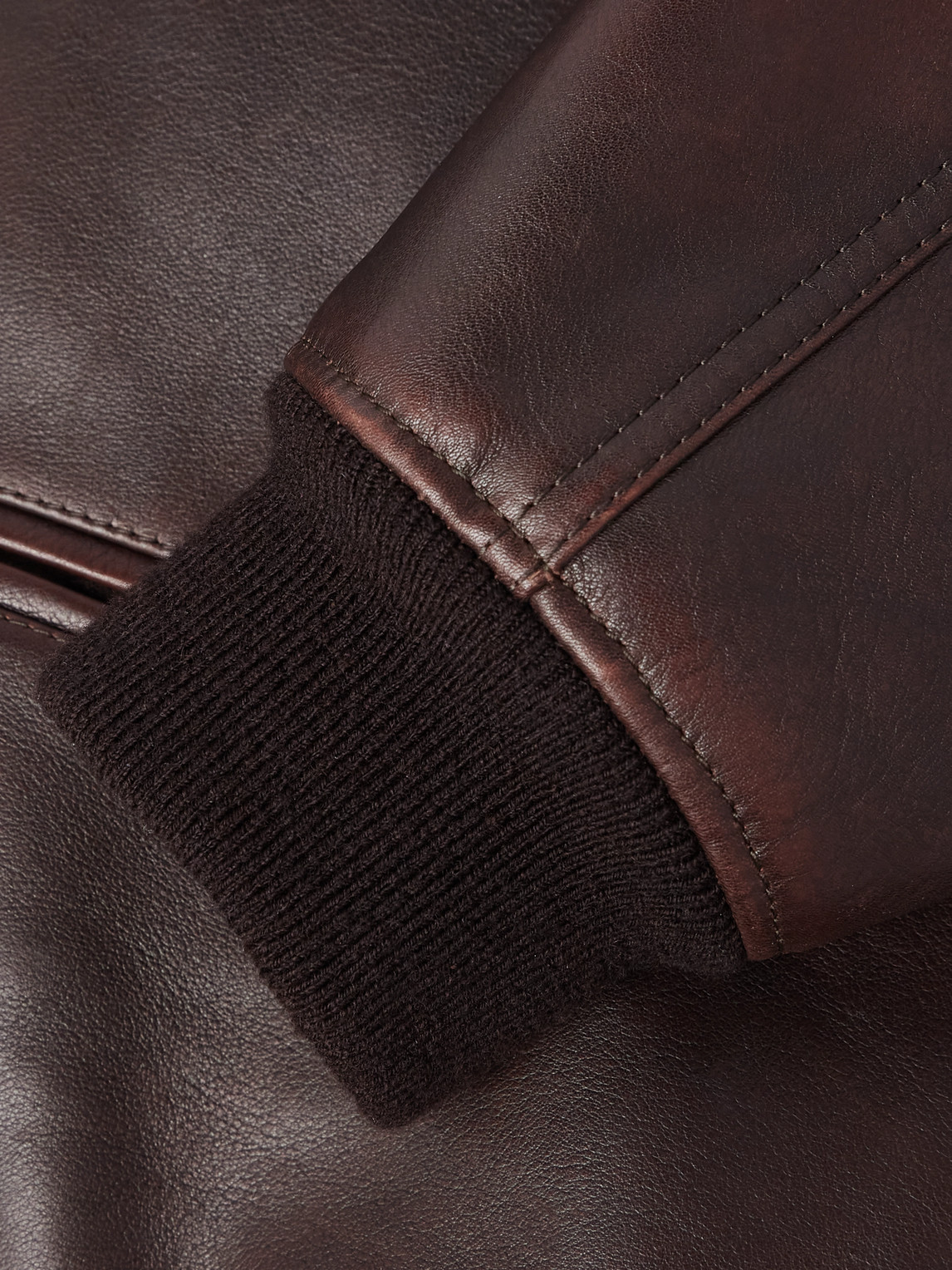 Celine Leather Bomber Jacket In Brown