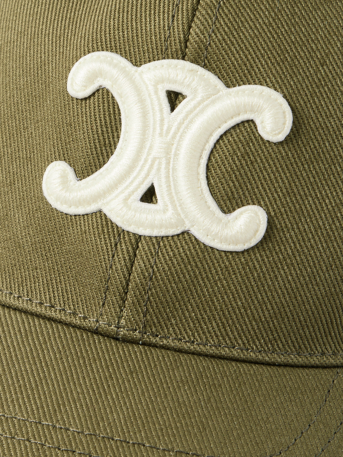 Celine Triomphe Logo-appliquéd Cotton-blend Drill Baseball Cap In Green