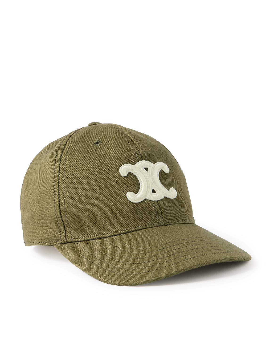 Celine Triomphe Logo-appliquéd Cotton-blend Drill Baseball Cap In Green