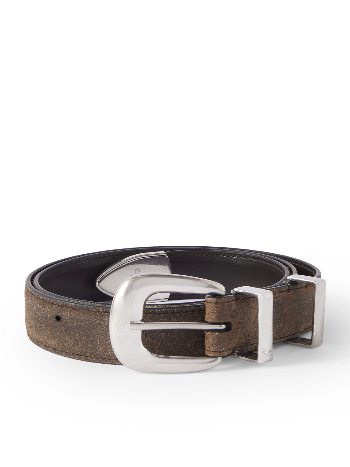Celine 2.5cm Waxed-leather Belt In Brown