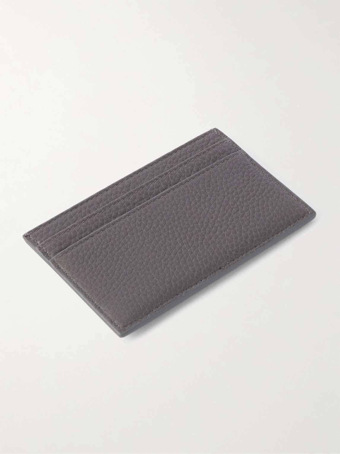 Celine Logo-detailed Full-grain Leather Cardholder In Gray