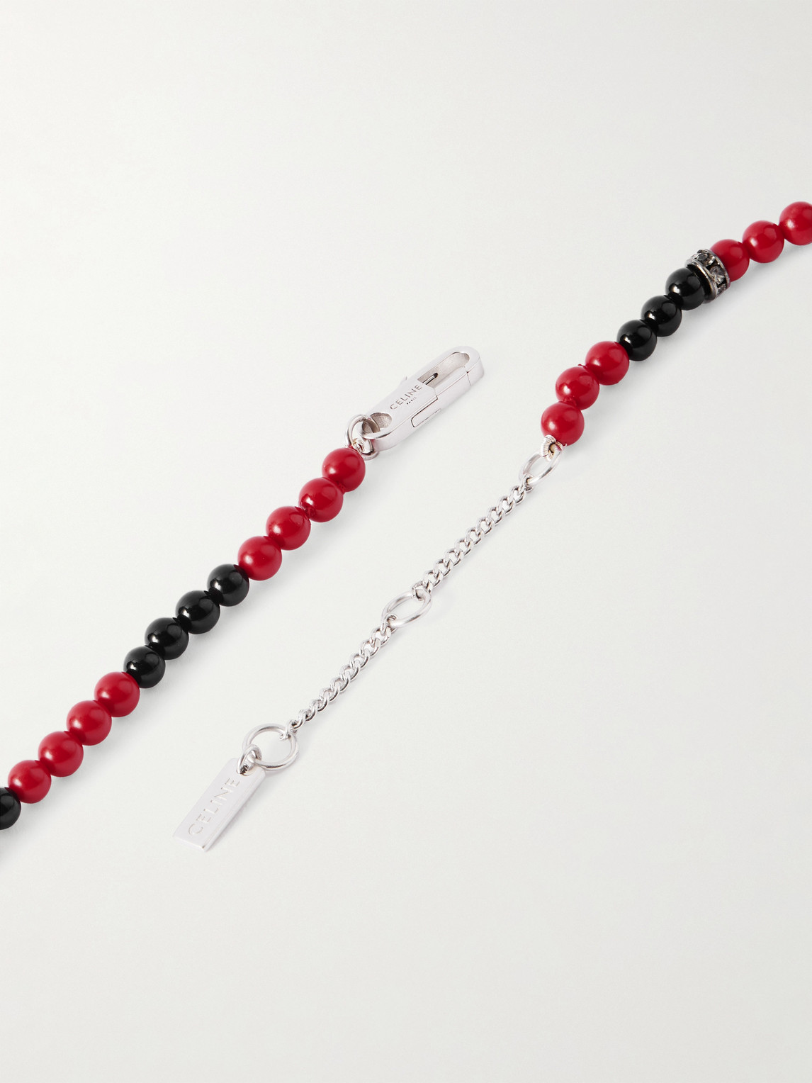 Celine Triomphe Silver-tone Multi-stone Necklace In Animal Print