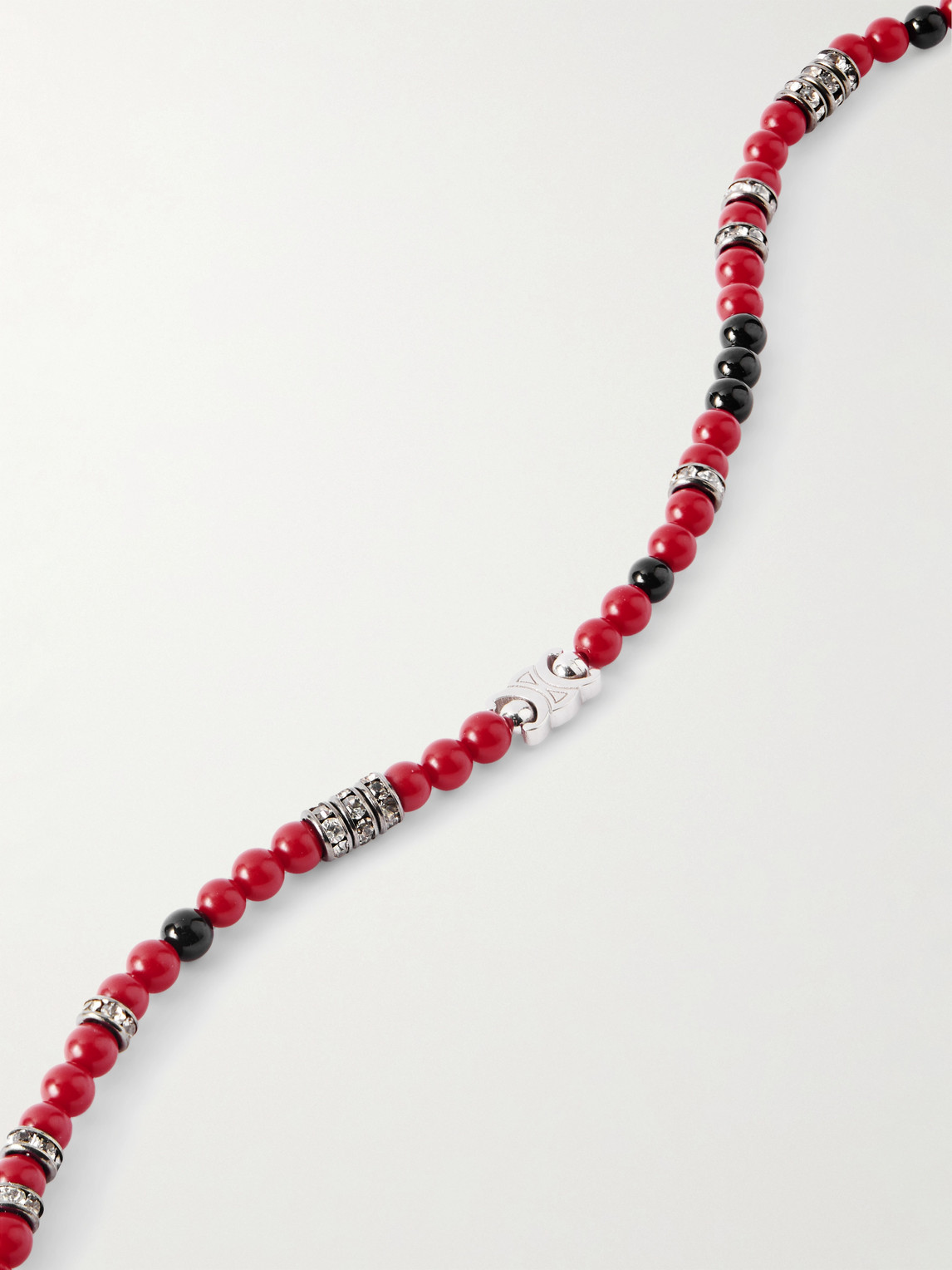 Celine Triomphe Silver-tone Multi-stone Necklace In Animal Print