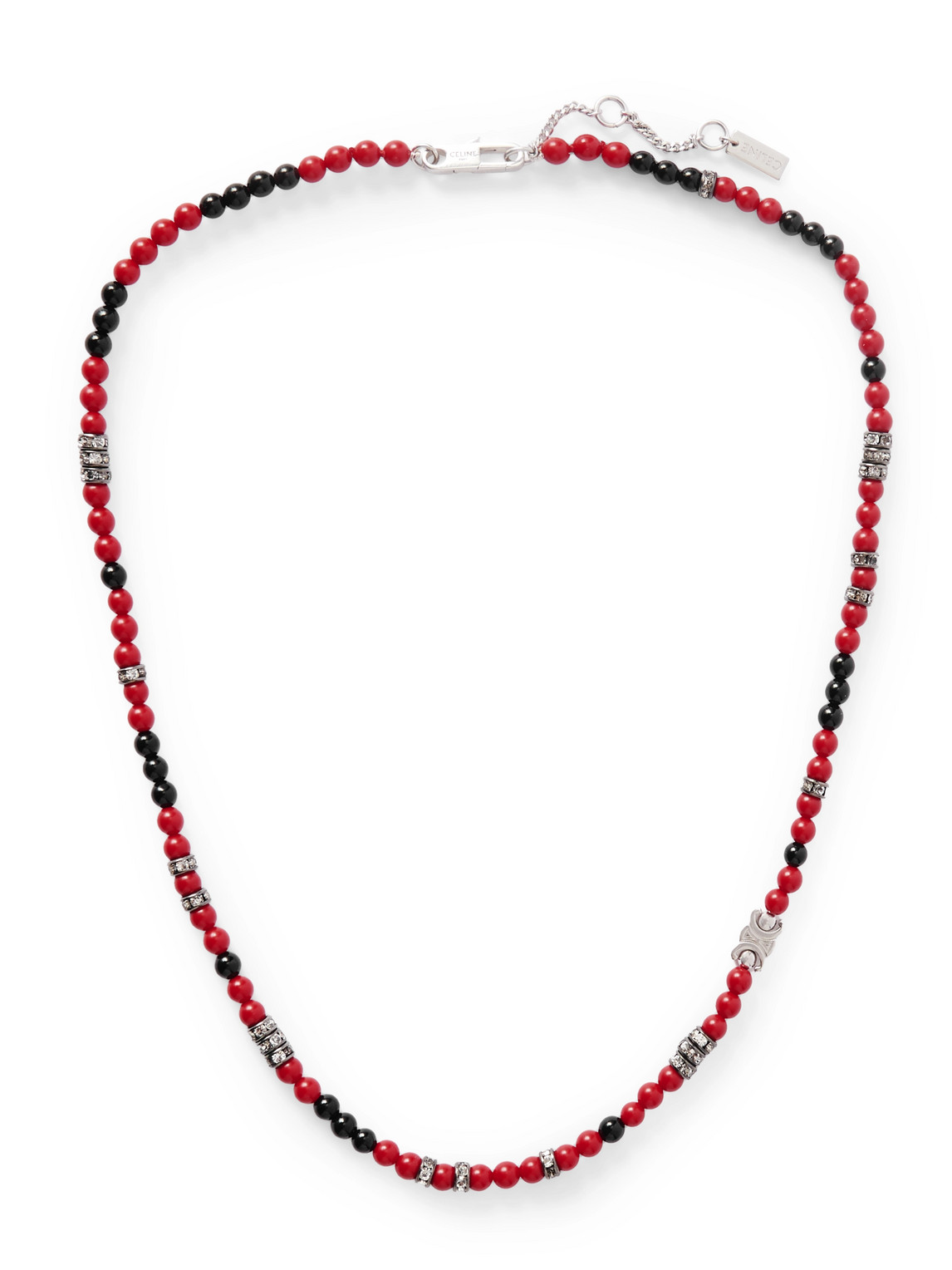 Celine Triomphe Silver-tone Multi-stone Necklace In Animal Print