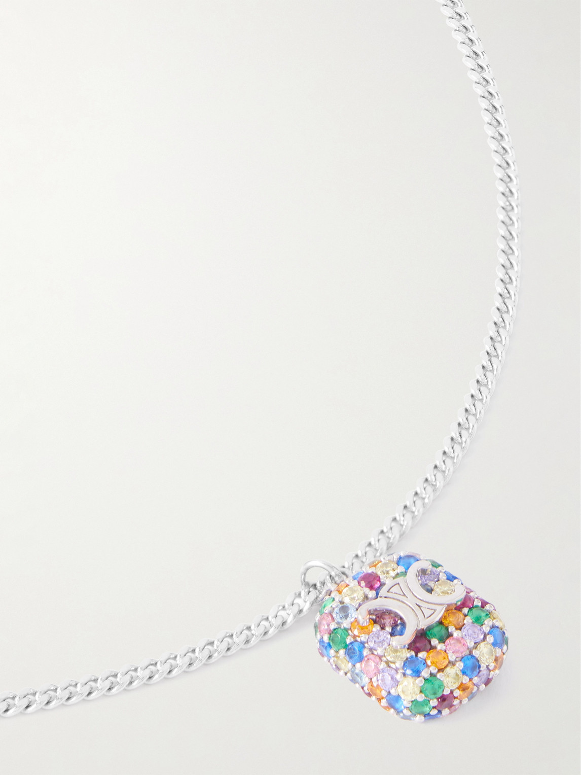Celine Silver-tone Cubic Zirconia Pendant Necklace In Metallic