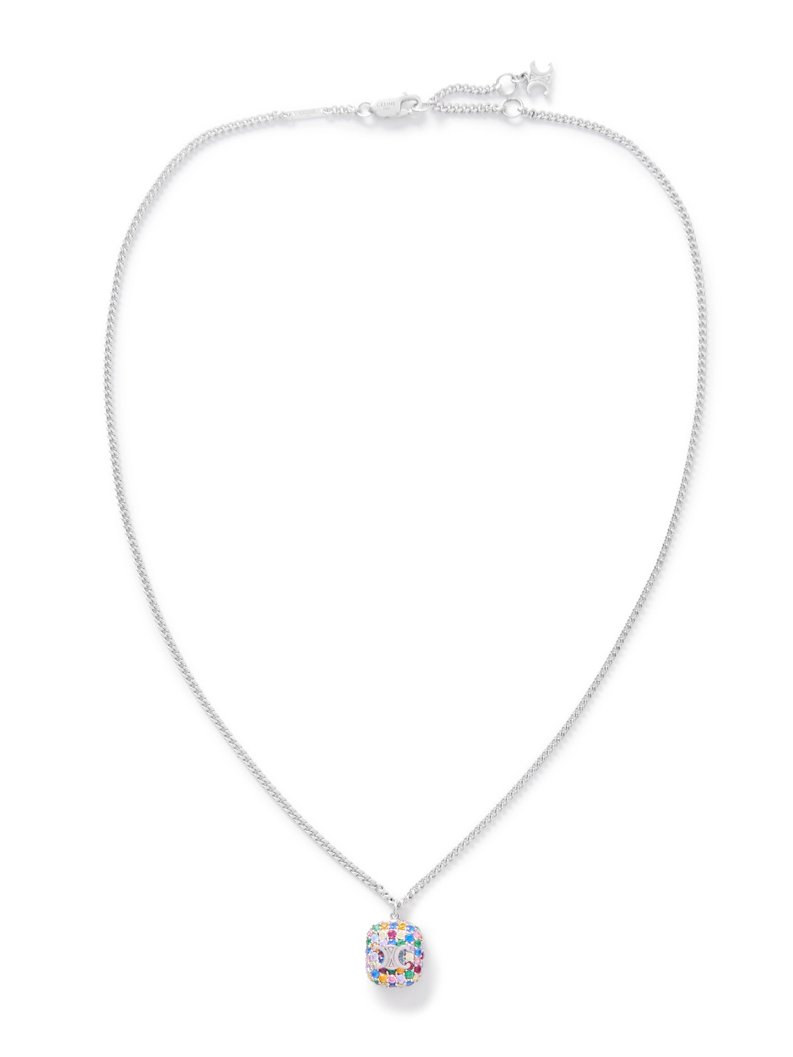 Celine Silver-tone Cubic Zirconia Pendant Necklace In Metallic