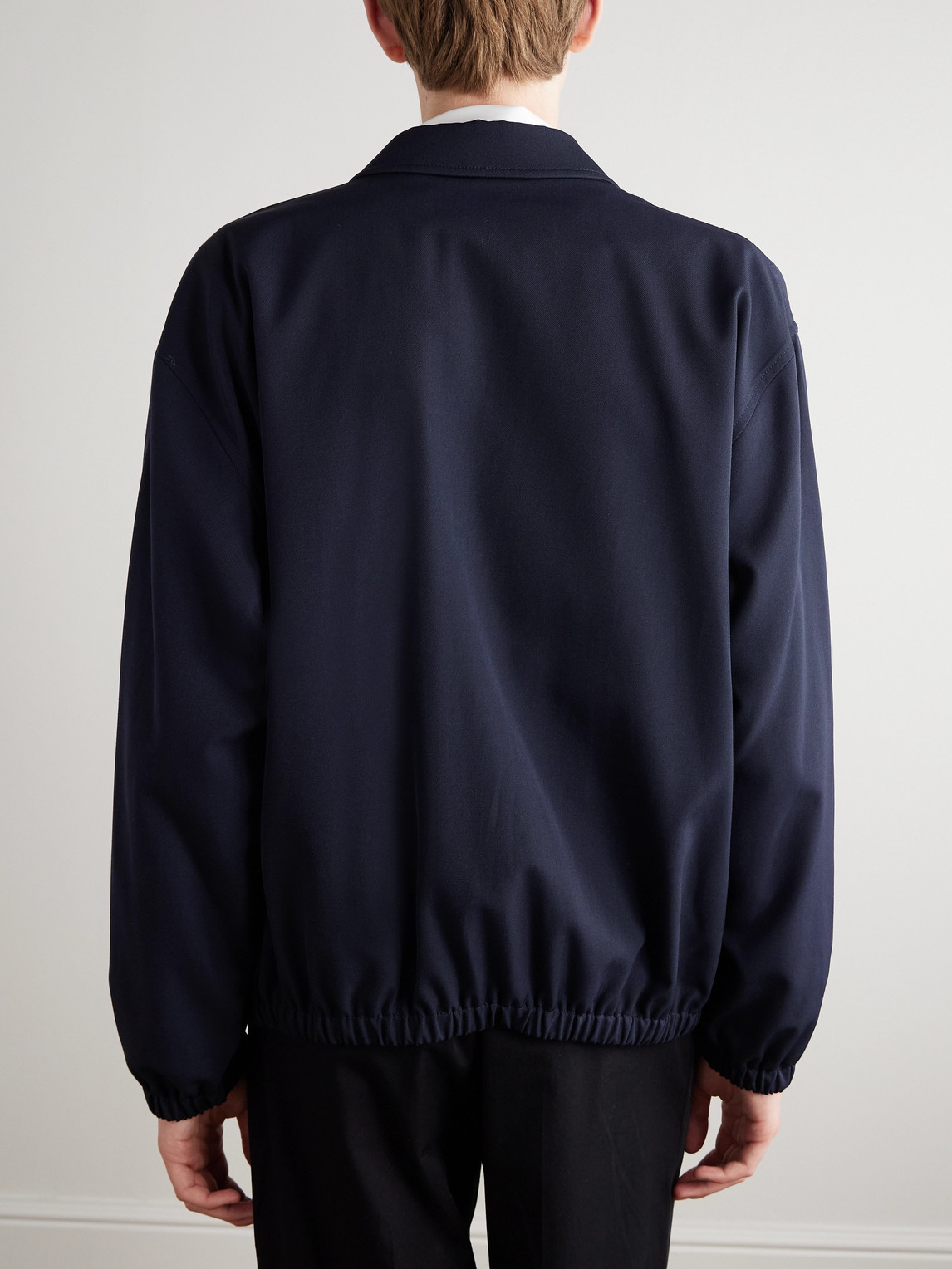 Celine Logo-embroidered Wool And Cotton-blend Gabardine Blouson Jacket In Blue