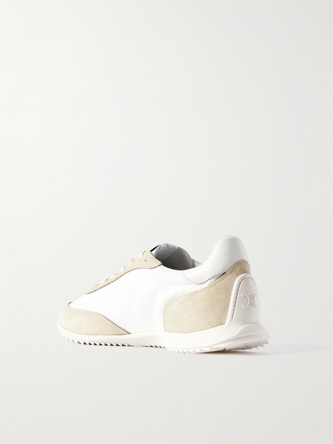 Celine Triomph Low Lace-up Sneaker With Suede Panels In White