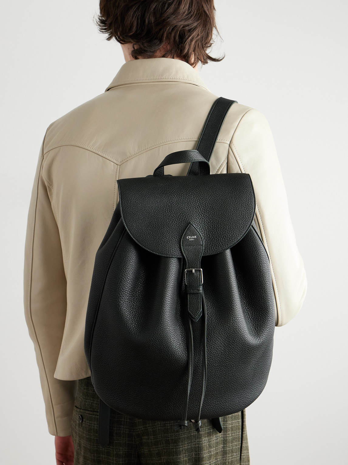 Celine Full-grain Leather Backpack In Green