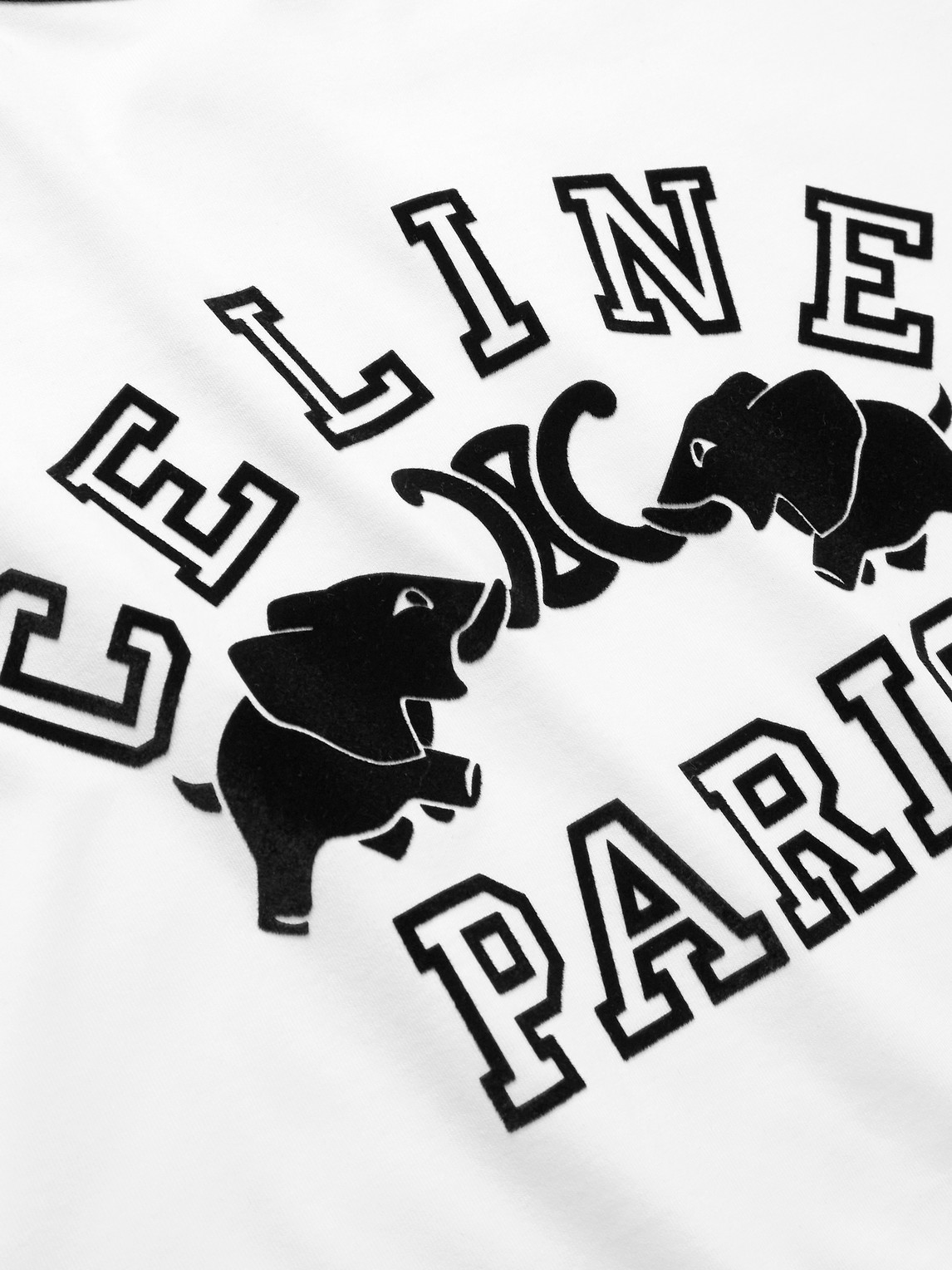 Celine Slim-fit Logo-flocked Cotton-jersey T-shirt In White