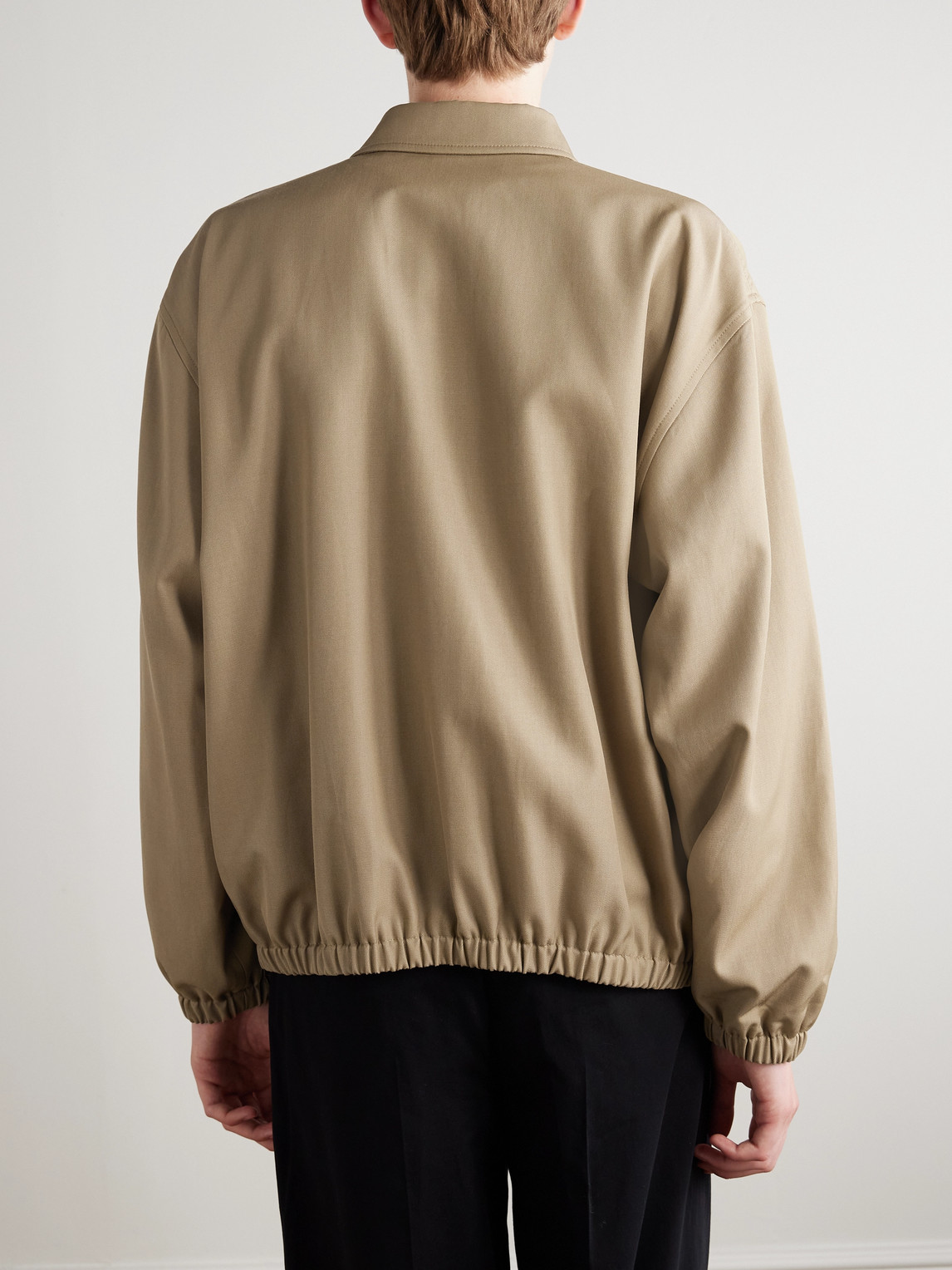 Celine Logo-embroidered Wool And Cotton-blend Gabardine Blouson Jacket In Brown