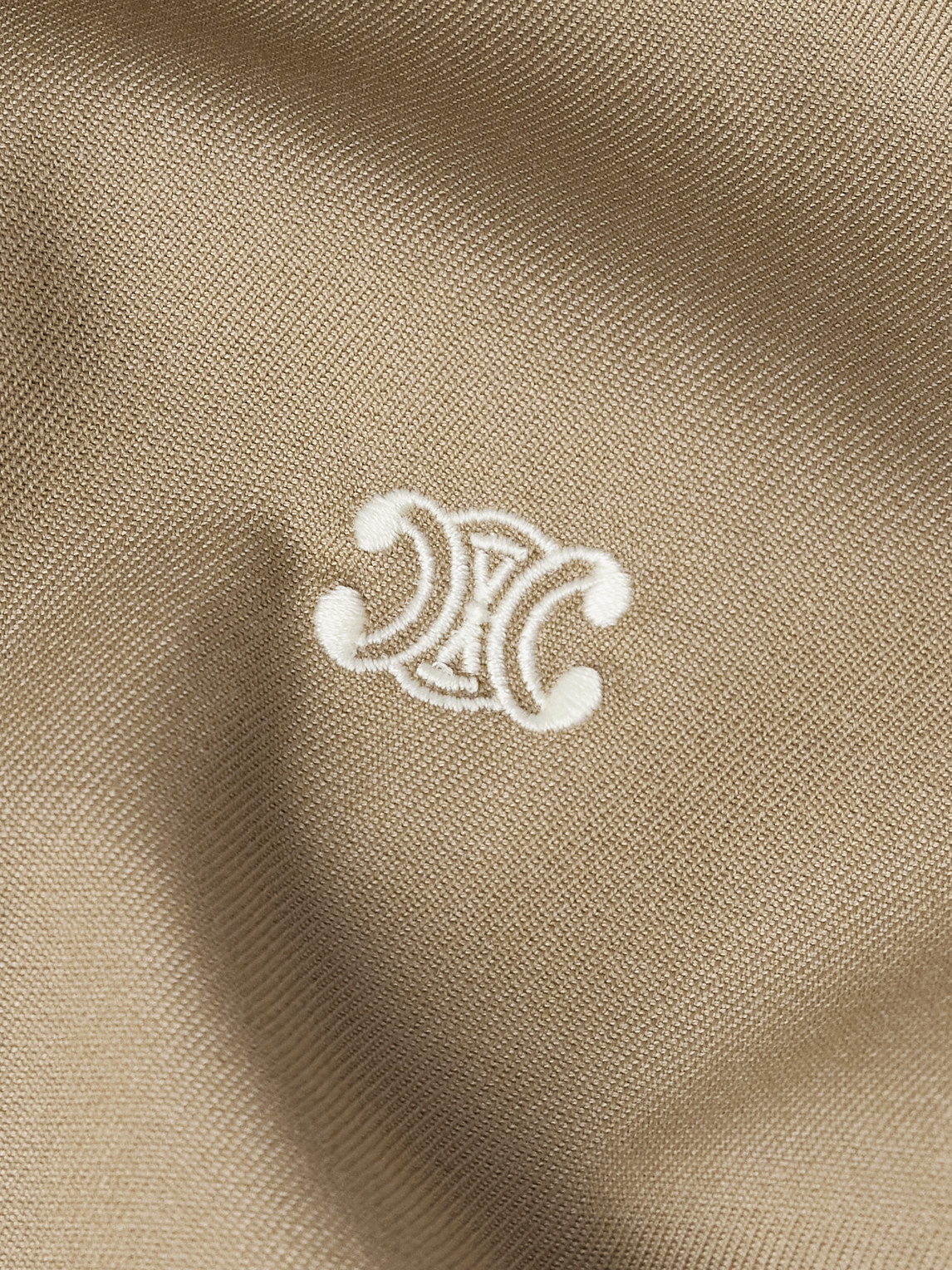 Celine Logo-embroidered Wool And Cotton-blend Gabardine Blouson Jacket In Brown