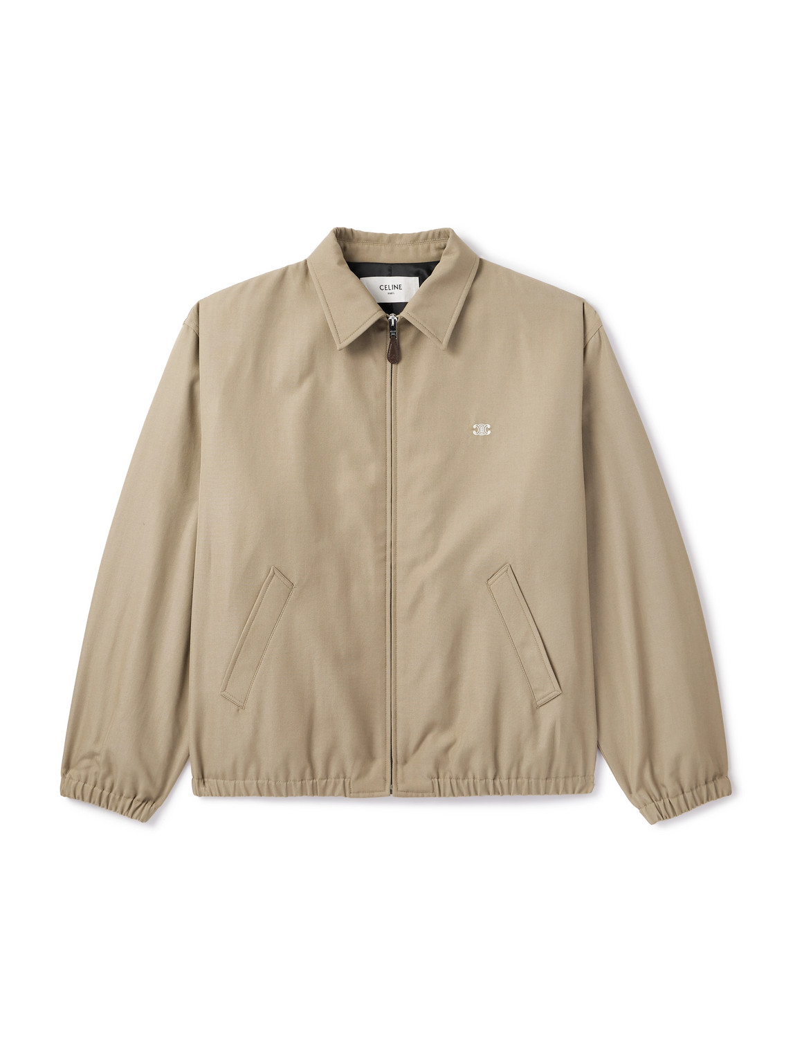 Celine Logo-embroidered Wool And Cotton-blend Gabardine Blouson Jacket In Brown