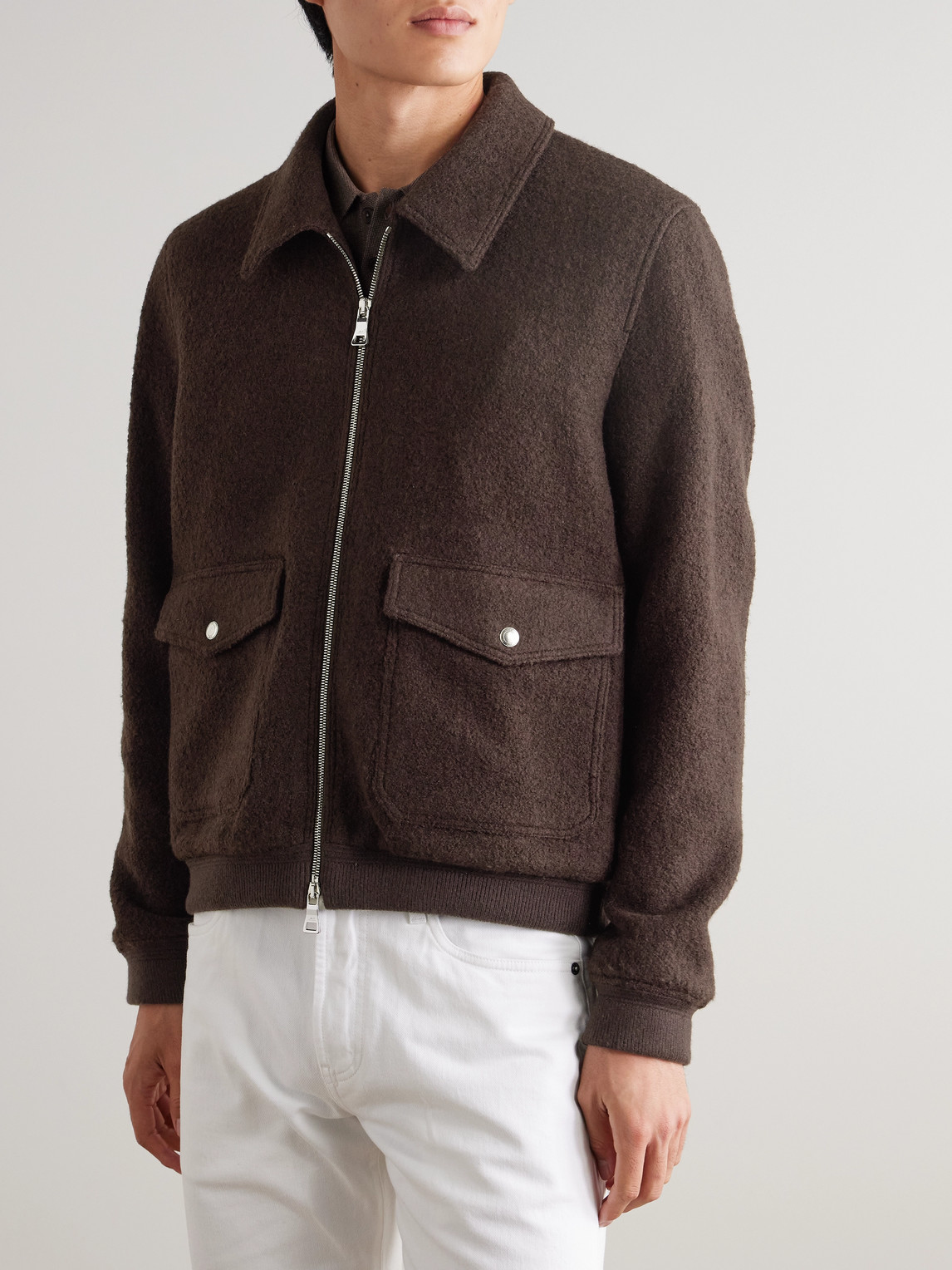  Mr P. - Wool-blend Bouclé Blouson Jacket - Men - Brown - Xs 