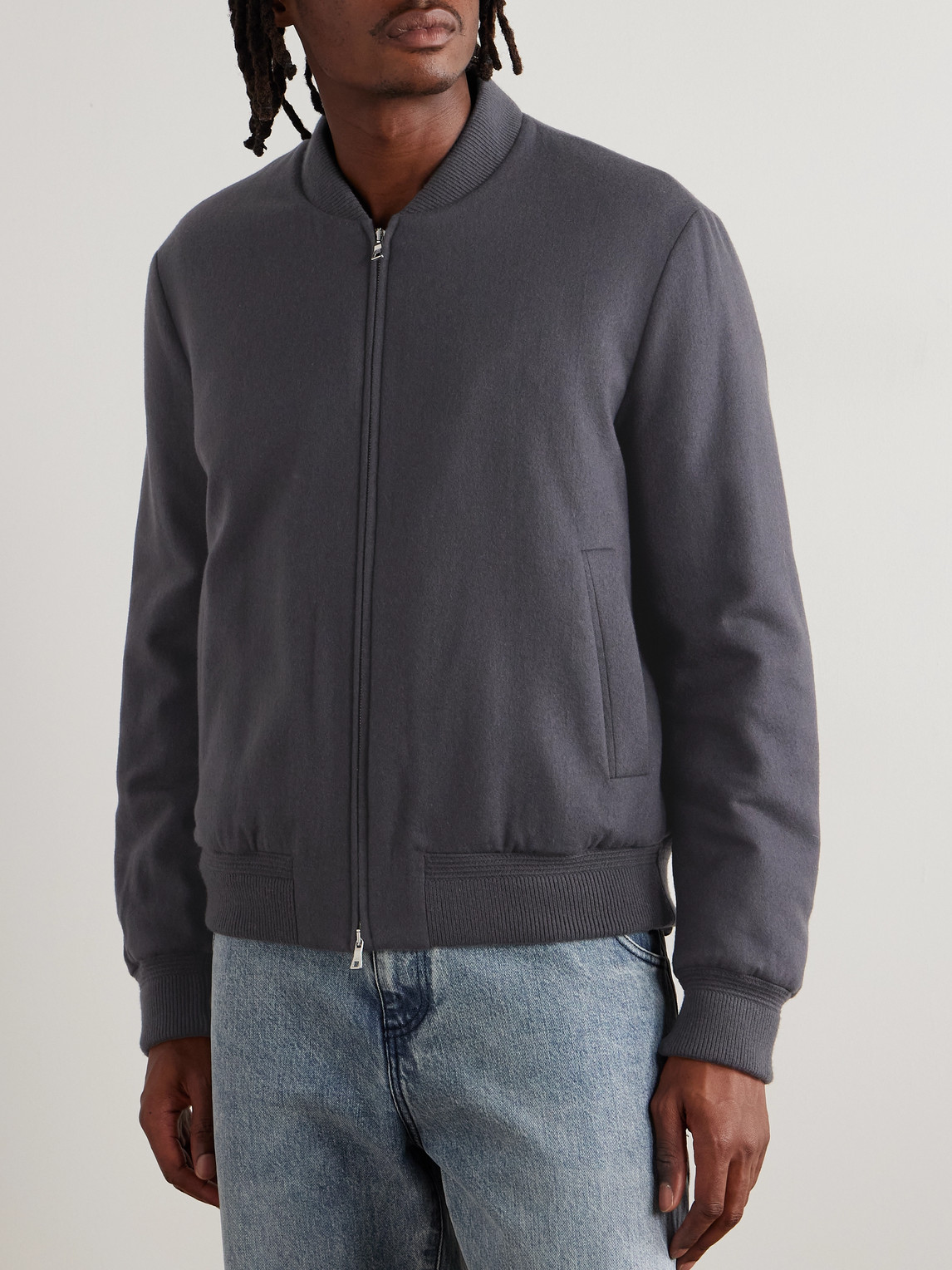  Mr P. - Padded Cashmere-blend Bomber Jacket - Men - Gray - Xs 